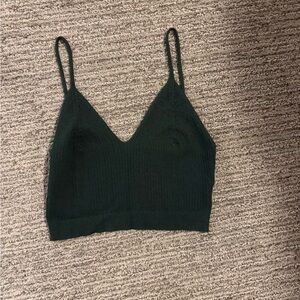 Dark Green Knit Crop Top